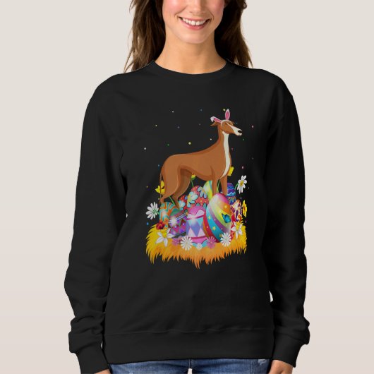 Ostereier Greyhound Hund Ostern Sonntag Sweatshirt (Vorderseite)