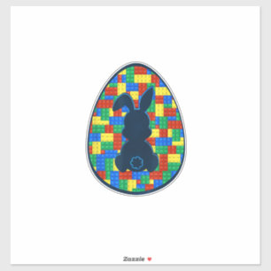 Ostereier-Hase Jungen Mädchen Familie Bausteine  Aufkleber