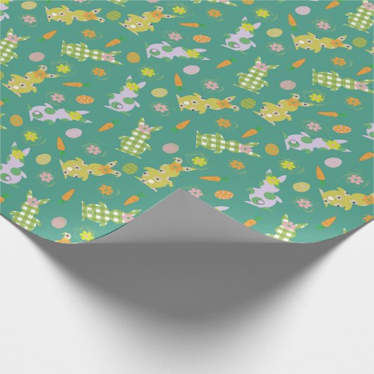 Ostereier - Hase und Karottenmuster Geschenkpapier (Ecke)