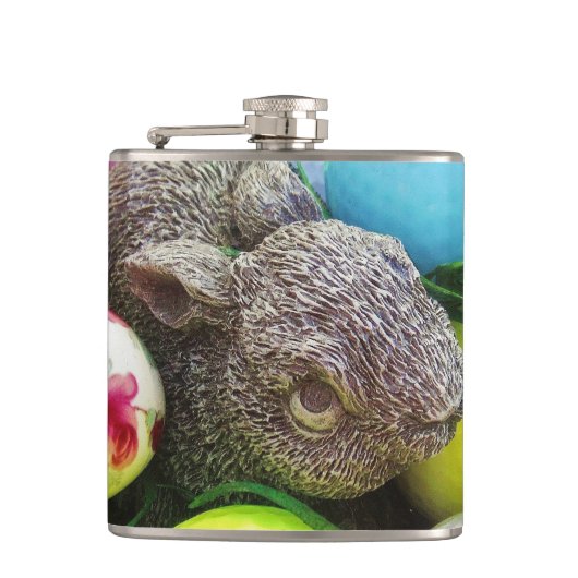 Ostereier, Hasen- und Golfbälle Flachmann (Vorderseite)