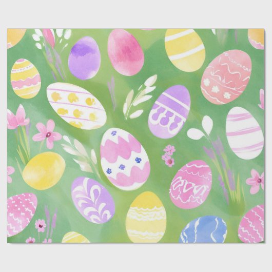 Ostereier | Hübsche Pastel Wasserfarbeneier Jagd Geschenkpapier (Flach)