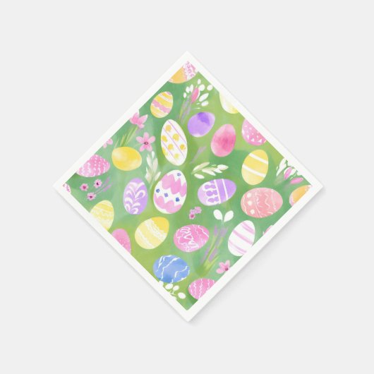 Ostereier | Hübsche Pastel Wasserfarbeneier Jagd Serviette (Ecke)