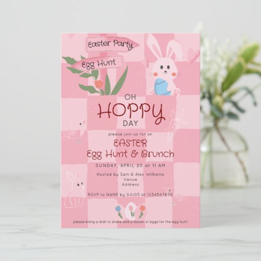 Ostereier Hunt Brunch Niedlich Blaues Wasserfarben Einladung (Stehend Vorderseite)