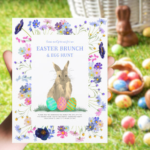 Ostereier Hunt Brunch Niedliche Bunny Bloral Einladungspostkarte