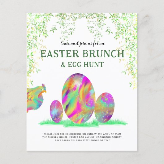 Ostereier Hunt Brunch Wasserfarbe abstrakt Flyer (Vorne)