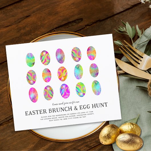Ostereier Hunt Brunch Wasserfarbe modern blau