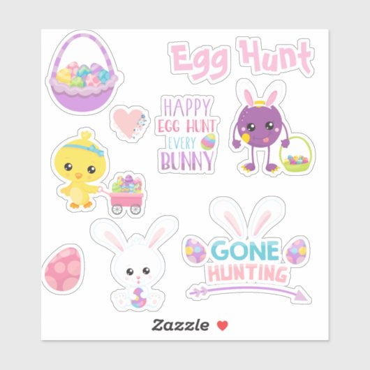 Ostereier Hunt Bunny Chick Set Aufkleber (Blatt)