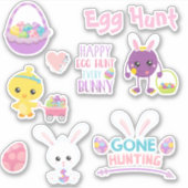 Ostereier Hunt Bunny Chick Set Aufkleber (Vorderseite)