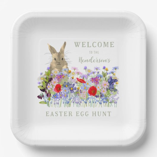 Ostereier Hunt Bunny Floral Pappteller (Vorderseite)