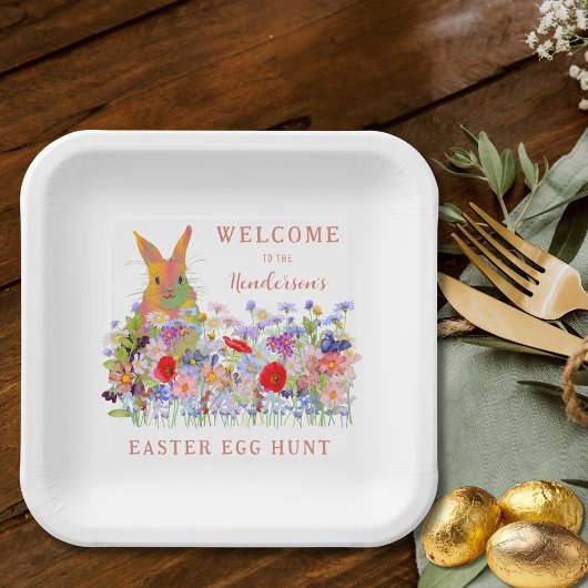 Ostereier Hunt Bunny Floral Pappteller