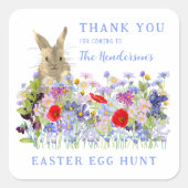 Ostereier Hunt Bunny Floral Vielen Dank Quadratischer Aufkleber (Vorderseite)