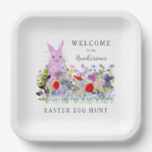 Ostereier Hunt Bunny Floral Willkommen Pappteller (Vorderseite)