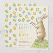 Ostereier Hunt Bunny Niedliches Kaninchen Einladung (Vorne/Hinten)
