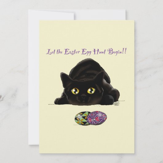 Ostereier Hunt Cat Funny Einladung (Rückseite)