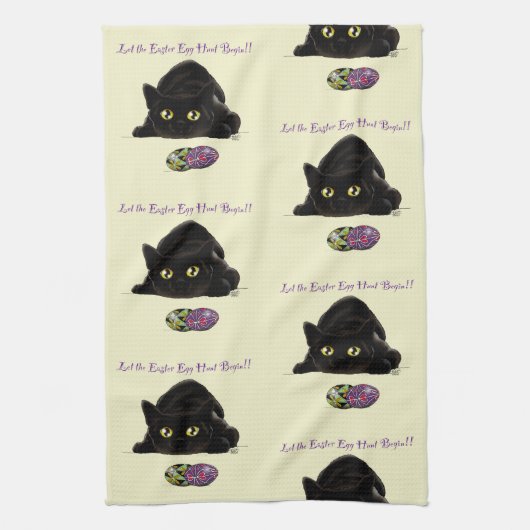 Ostereier Hunt Cat Funny Geschirrtuch (Vertikal)