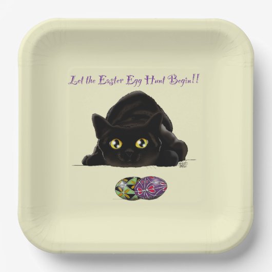 Ostereier Hunt Cat Funny Pappteller (Vorderseite)