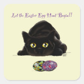 Ostereier Hunt Cat Funny Quadratischer Aufkleber (Vorderseite)