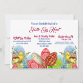 Ostereier Hunt Chicks Blumengarten Einladung (Vorderseite)