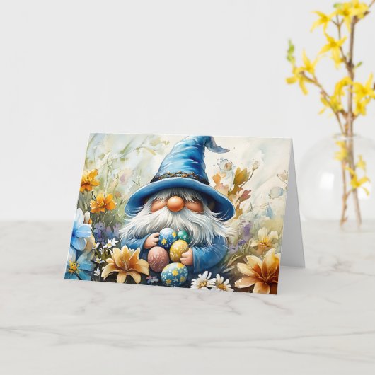 Ostereier Hunt Gnome Karte (Gelbe Blume)
