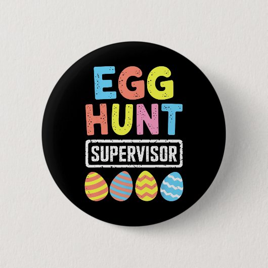 Ostereier Hunt Supervisor Rabbit Bunny Ostertag Button (Vorderseite)