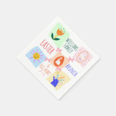 Ostereier Hunt Wavy Checkerboard Bunny Brunch Bow Serviette (Ecke)