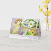 Ostereier im Korb mit Entnahme Karte (Gelbe Blume)