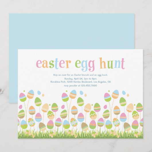 Ostereier im Park Einladung (Vorne/Hinten)