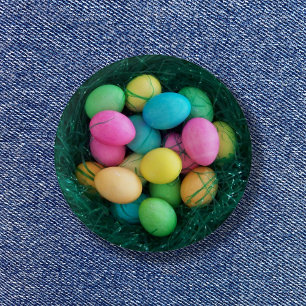 Ostereier Imitate Gras Nest Vintages Foto Button