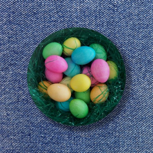 Ostereier Imitate Gras Nest Vintages Foto Button