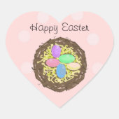 Ostereier in einem Nest Herz-Aufkleber (Vorderseite)