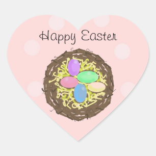 Ostereier in einem Nest Herz-Aufkleber