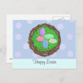 Ostereier in einem Twig-Nest Feiertagspostkarte (Vorne/Hinten)