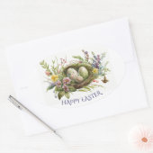 Ostereier in einem Vogelnest Ovaler Aufkleber (Umschlag)