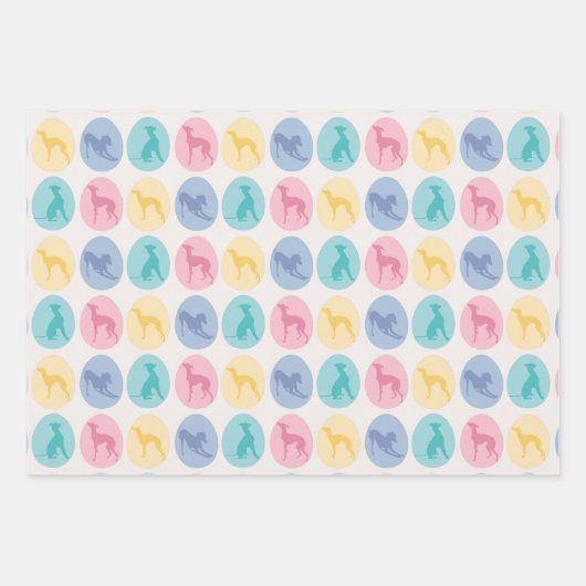 Ostereier Italienischer Grauhund Hunde Paws Niedli Geschenkpapier Set (Vorderseite)