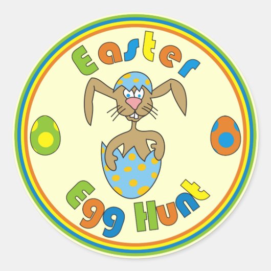 Ostereier-Jagd Bunny in Blue Egg Round Stickers (Vorderseite)