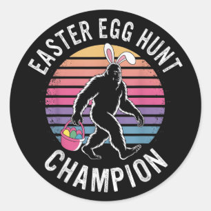 Ostereier Jagd Champion Funny Bigfoot Bunny Egg Runder Aufkleber