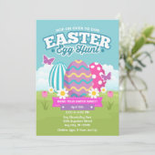 Ostereier Jagd farbenfrohe Eier Einladung (Stehend Vorderseite)