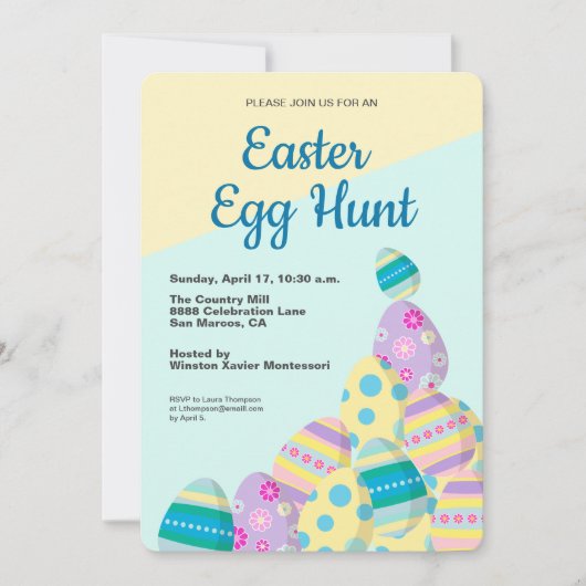 Ostereier Jagd farbenfrohe Eier Gastgeber Ereignis Einladung (Vorderseite)