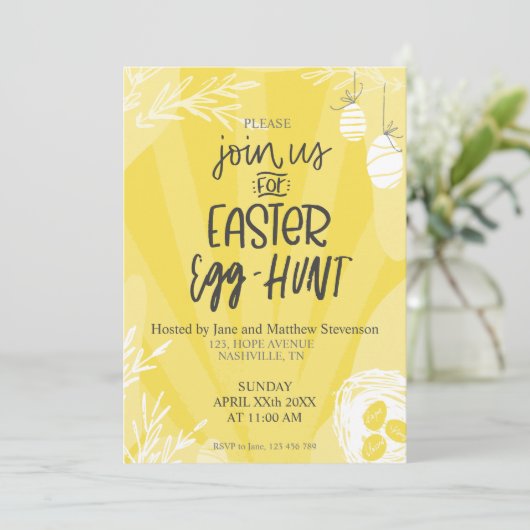 Ostereier-Jagd Frühjahr-Party Einladung Vorlage (Stehend Vorderseite)