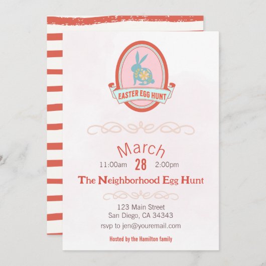 Ostereier-Jagd Frühlingssonne Party Einladung (Vorne/Hinten)