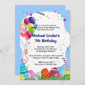 Ostereier Jagd Geburtstagsparty Blaue Einladung (Vorne/Hinten)