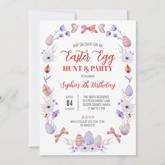 Ostereier Jagd Geburtstagsparty Einladung (Vorderseite)