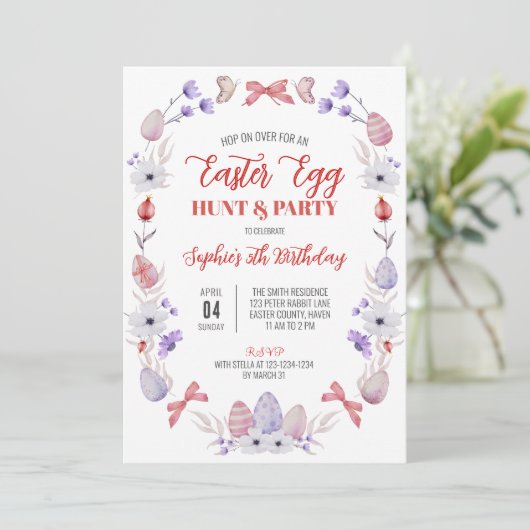 Ostereier Jagd Geburtstagsparty Einladung (Stehend Vorderseite)