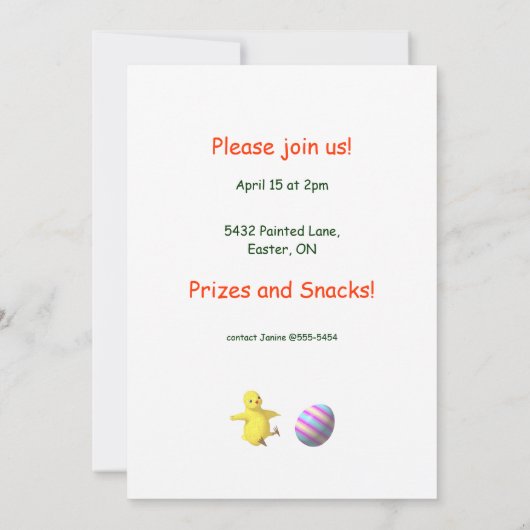 Ostereier Jagd Hühner Pop-up Einladung (Rückseite)