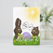 Ostereier Jagd mit Schokoladenhase Einladung (Stehend Vorderseite)