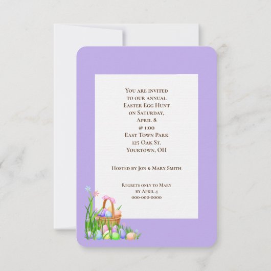 Ostereier Jagd mit Schokoladenhase Einladung (Rückseite)