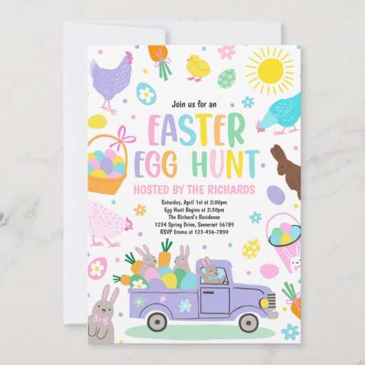 Ostereier-Jagd Ostereier Veranstaltung Frühjahr Pa Einladung (Vorderseite)