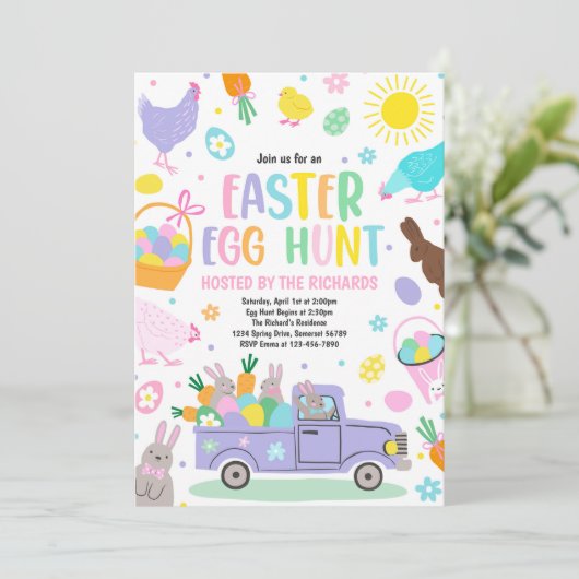 Ostereier-Jagd Ostereier Veranstaltung Frühjahr Pa Einladung (Stehend Vorderseite)