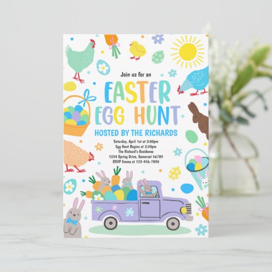 Ostereier-Jagd Ostereier Veranstaltung Frühjahr Pa Einladung (Stehend Vorderseite)