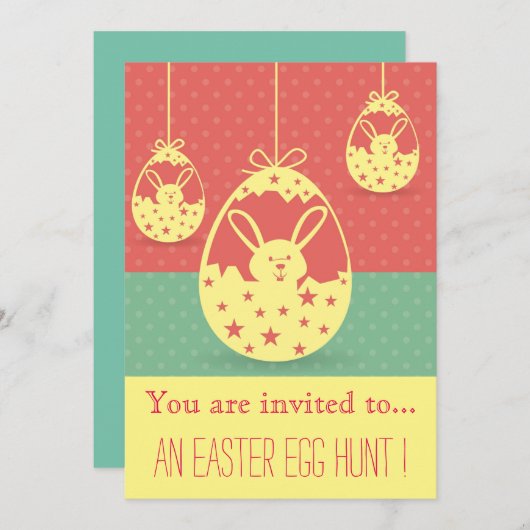 Ostereier Jagd Ostern Party angesagte Feier Einladung (Vorne/Hinten)